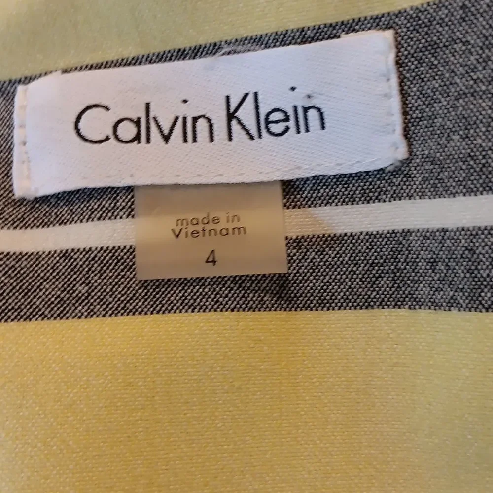 Calvin Klein Yellow and Black Striped Dress. Career. Normcore. Preppy.